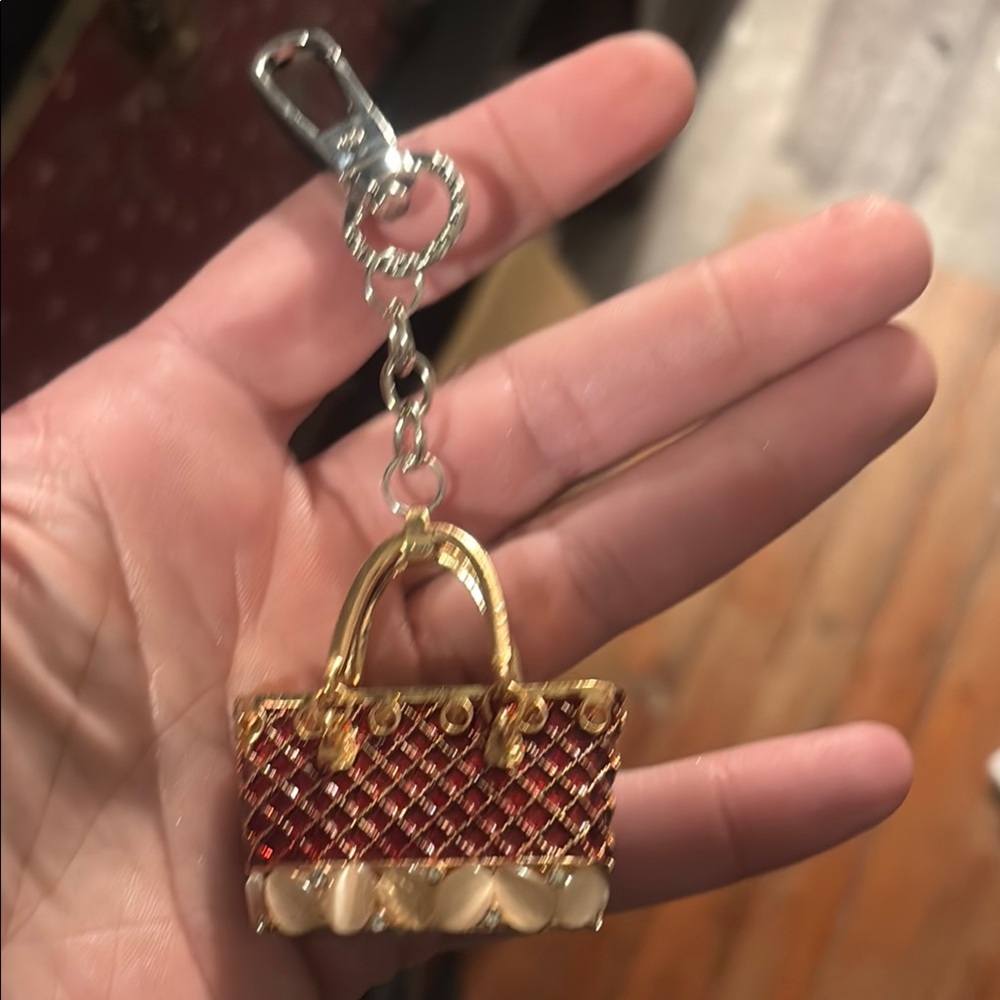 Betsey Johnson Red and Gold Handbag Key Holder